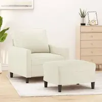 Prolenta Maison Exclusive - Fauteuil avec repose-pieds, couleur crème, 60 cm, velours