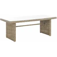 In And OutdoorMatch Table de jardin Willy - Table en verre tressé en rotin - Meubles de jardin - Table de salle à manger - Table d'extérieur - Table basse - 200cm