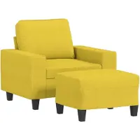vidaXL Fauteuil avec pouf jaune clair 60 cm Tissu