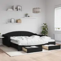 Prolenta Maison Exclusive - Canapé-lit convertible avec tiroirs, noir, 100 x 200 cm, tissu