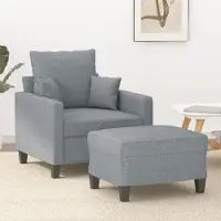 Prolenta Maison Exclusive - Fauteuil avec repose-pieds, gris clair, 60 cm, tissu