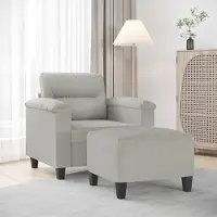 Prolenta Maison Exclusive - Fauteuil avec repose-pieds, gris clair, 60 cm, tissu microfibre