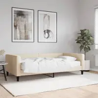 Prolenta Maison Exclusive - Lit de jour avec matelas, couleur crème, 100 x 200 cm, tissu