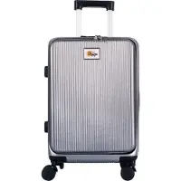 BiggDesign Moods Up Suitcase with Cup Holder and USB Port, Travel Carry On Luggage with Laptop Compartment and TSA Lock System, 360° Spinner Wheels, 15 kg Carrying Capacity, 20", Silver Color