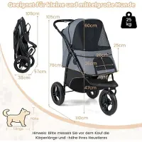 Northix Poussette pliable pour animaux de compagnie, 3 roues, capote réglable, capacité de 25 kg