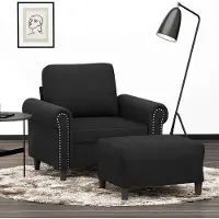 Prolenta Maison Exclusive - Fauteuil avec repose-pieds noir 60 cm, velours