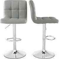 Northix Tabourets de bar pivotants à 360° réglables, lot de 2, cuir gris