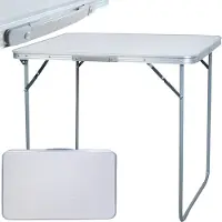 Trizand Table pliante pour balcon Cuisine Marché Camping Petite Capacité de charge 20 kg Table multifonctionnelle 80 x 60 cm Blanc 23500