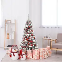 Northix Sapin de Noël artificiel en forme de crayon de 135 cm avec neige, 150 LED