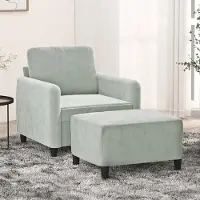 Prolenta Maison Exclusive - Fauteuil avec repose-pieds, gris clair, 60 cm, velours