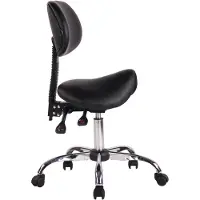 In And OutdoorMatch Tabouret de travail Shel - Noir - Similicuir - Rembourrage de haute qualité - Confortablement rembourré - Aspect luxueux