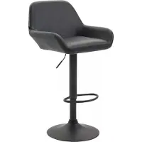 In And OutdoorMatch Tabouret de Bar Eloise - Noir - Similicuir - Confortable - Design Moderne - Dossier - Accoudoirs - Repose-pieds - Assise tapissée