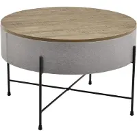 In And OutdoorMatch Table basse Audra - Table de rangement - 40 x 60 cm - bois gris et noir - panneau de particules, tissu et métal - design moderne
