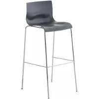 In And OutdoorMatch Tabouret de bar Jovanny - Gris - Chrome - Structure à 4 pieds - Design industriel - Dossier - Repose-pieds - Assise plastique