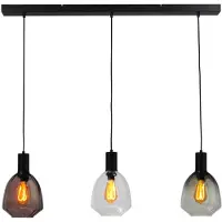 Masterlight Lampe suspendue 3 lumières - noire - Porto avec des lunettes Nicolette