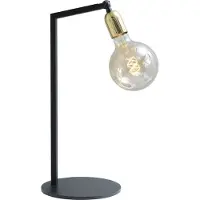 Masterlight Lampe de table noire Tube avec raccord en or