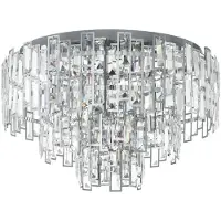 Eglo CALMEILLES Plafonnier chrome verre 63 cm Ø - Élégant luminaire suspendu pour salon, chambre à coucher, salle à manger - Plafonnier moderne douille E14, éléments en verre transparent