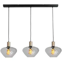 Masterlight Lampe suspendue 3 lumières - dorée - Porto avec des verres à fumée Blossom