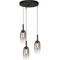 Masterlight Lampe pendante 3L Vide Lido Olive avec un verre Ø de 11,5 cm qui décolore la fumée