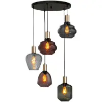 Masterlight Suspension loft 5 lumières - dorée - Porto avec des lunettes différentes