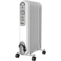 Ardes 4R09S CURVY 9 Radiateur à mazout, 11 éléments chauffants, 3 forces, 2000 W, argenté