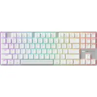 Cherry MX 8.2 Pro TMR sans fil, filaire et sans fil, USB + RF sans fil + Bluetooth, commutateur magnétique-mécanique, QWERTY, LED RVB, argent, blanc