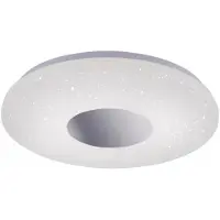 Leuchtendirekt Plafonnier LED Lavinia Blanc/Chrome Ø38,5cm IP44 18W 1300lm blanc chaud 3000K Détecteur de mouvement