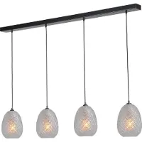 Masterlight Lampe suspendue noire Pineapple 4 lumières avec verre clair