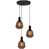 Masterlight Suspension loft 3 lumières - noire - Porto avec des lunettes rouges Nicolette