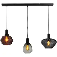 Masterlight Lampe suspendue 3 lumières - noire - Porto avec des lunettes différentes