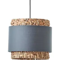 Brilliant Lampe suspendue Waterlilly rotin avec tissu gris