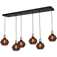 Masterlight Lampe suspendue 6 lumières - dorée - Porto avec des lunettes Ball rouges