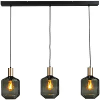 Masterlight Lampe suspendue 3 lumières - dorée - Porto avec verres verts Jagger