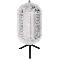 Steinhauer Lampe de table Geripu 3841ZW, Ø 15 cm, en plastique nervuré avec module LED - Transparent/Noir - Design -