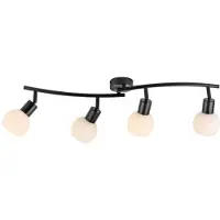 JUST LIGHT LOKI Plafonnier E14 blanc chaud max. 20 W, 4 ampoules, noir 12154-18