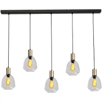Masterlight Lampe suspendue 5 lumières - dorée - Porto avec verres transparents Nicolette
