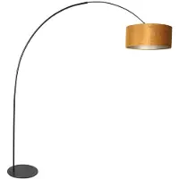 Steinhauer Lampadaire - or noir - Curve - plastique métal velours tissu - lampe arquée - E27 - 4264ZW - Anne Lighting