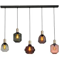 Masterlight Lampe suspendue 5 lumières - dorée - Porto avec des lunettes différentes