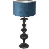 Steinhauer Anne Lighting - lampe de table - Lyons - noir - bois velours tissu - Ø 40cm - E27 - 3488ZW