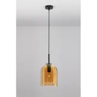 Lyora Suspension Velor Simple noir avec verre ambré