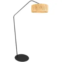 Steinhauer Lampadaire Zig-Zag noir avec abat-jour paille Ø 40cm