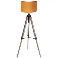 Steinhauer Lampadaire - noir - Triek - bois textile - Ø 75cm - E27 - 4103ZW -