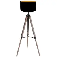 Mexlite Lampadaire - noir - Triek - bois textile - Ø 75cm - E27 - 4107ZW -