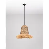 Lyora Lampe en paille Sorello bleu avec marron
