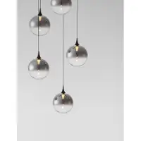 Lyora Suspension Orenda Verre fumé rond à 5 lumières