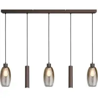Masterlight Lampe suspendue en verre Olive 3x Ø 12,5cm - 2x pendentif de course - cacao
