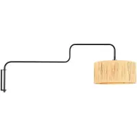 Steinhauer Applique murale Bloeba noir avec abat-jour paille