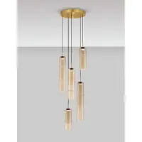 Nova Luce Suspension unique Sano Rond 5 pâles dorés