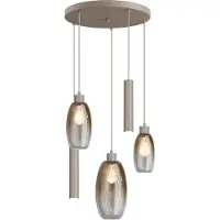 Masterlight Lampe pendante Vide Olive 3x verre - 2x Course - sablage - Ø50cm