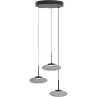 Lyora Suspension 3 lumières Bounto verre transparent rond noir